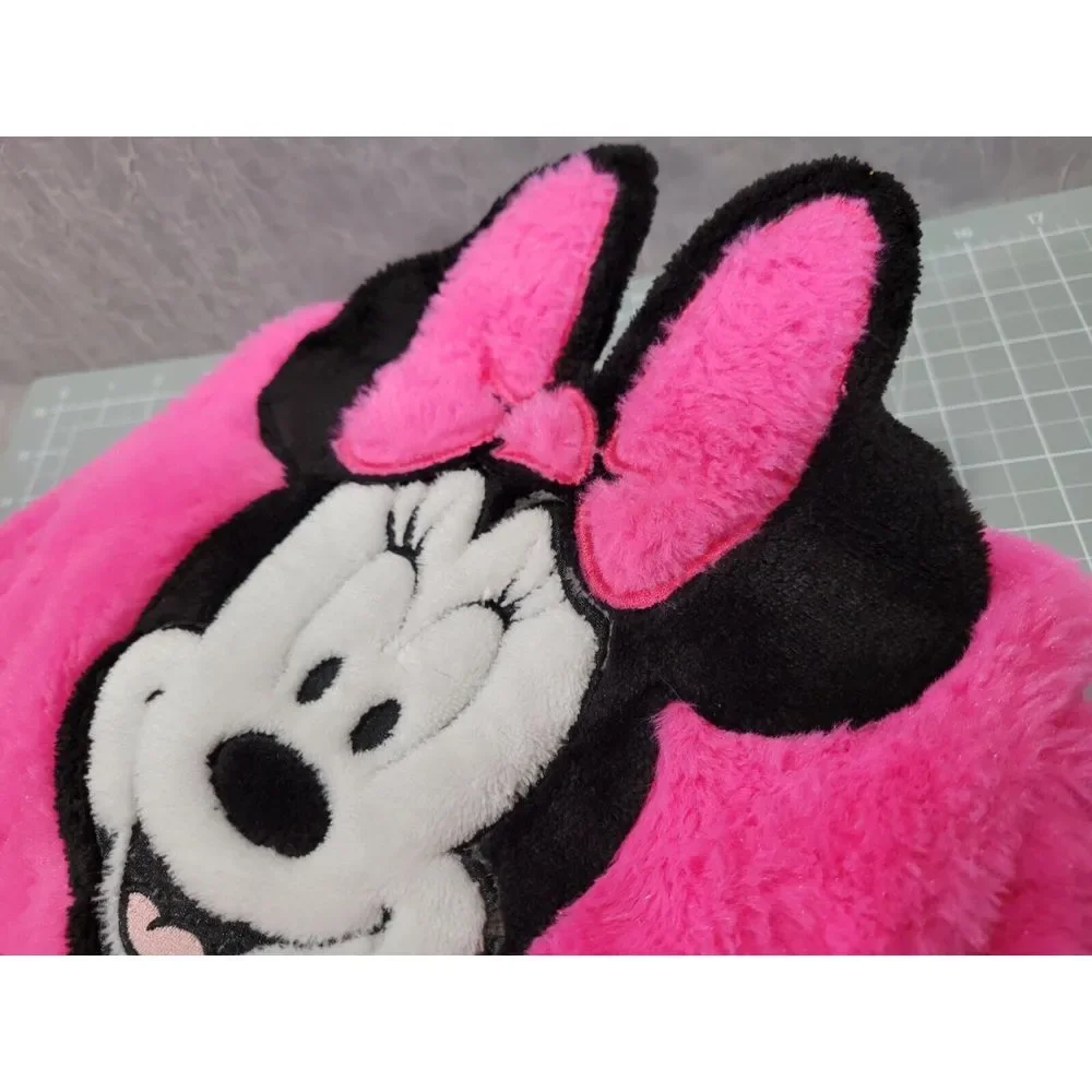 Disney Store Minnie Mouse Small‎ BACKPACK Fluffy Pink Exterior Rainbow Staps